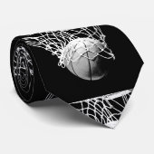 Zwart-wit basketbal Stropdas (Opgerold)