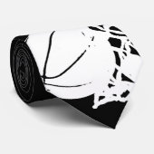 Zwart & Wit Basketbal Stropdas (Opgerold)