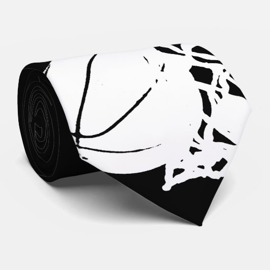 Zwart & Wit Basketbal Stropdas (Opgerold)