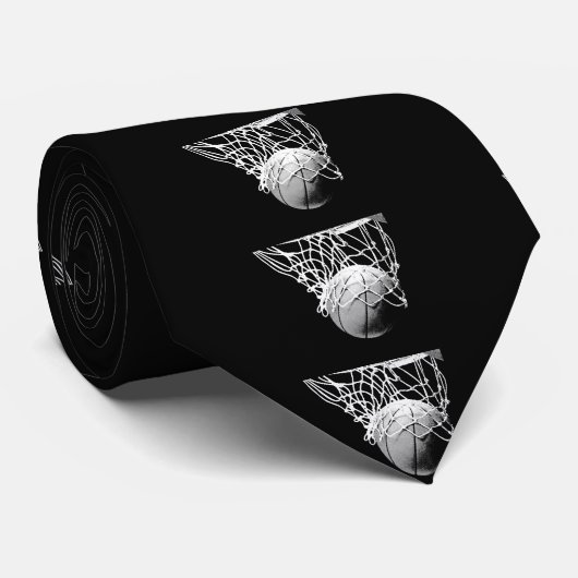 Zwart-wit basketbal Stropdas (Opgerold)