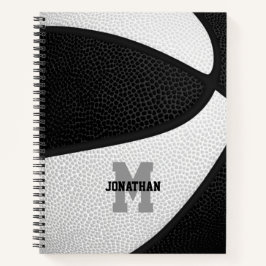 Zwart wit basketbal team kleuren gepersonaliseerd notitieboek