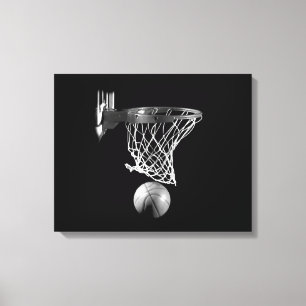 Zwart & Wit Basketbal Verpakt Canvas Afdruk