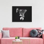 Zwart & Wit Basketbal Verpakt Canvas Afdruk (Insitu (Woonkamer))