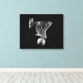 Zwart & Wit Basketbal Verpakt Canvas Afdruk (Insitu (Houten vloer))