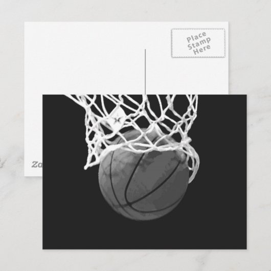 Zwart-wit Basketball Briefkaart (Voorkant / Achterkant)
