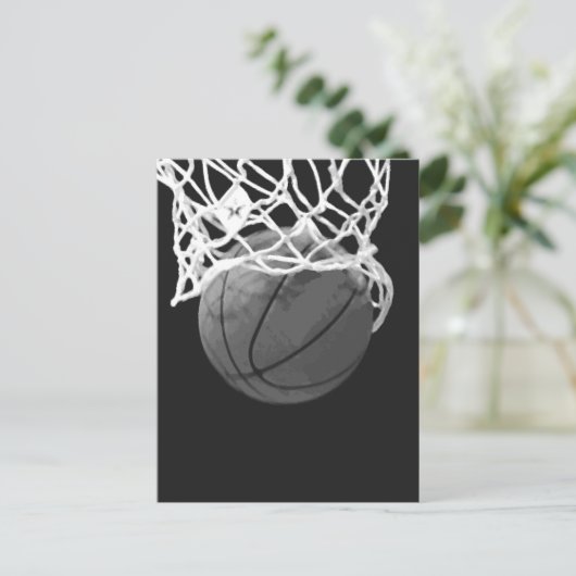 Zwart-wit Basketball Briefkaart (Staand voorkant)