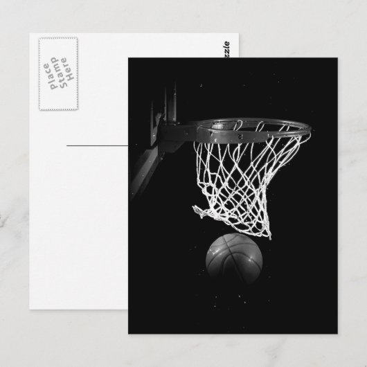 Zwart-wit Basketball Briefkaart (Voorkant / Achterkant)