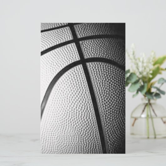 Zwart-wit Basketball Briefpapier (Staand voorkant)