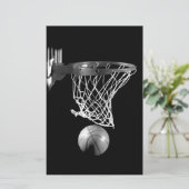 Zwart-wit Basketball Briefpapier (Staand voorkant)