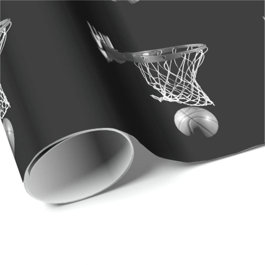 Zwart-wit Basketball Cadeaupapier (Rol Hoek)