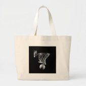 Zwart-wit Basketball Grote Tote Bag (Voorkant)