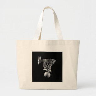 Zwart-wit Basketball Grote Tote Bag