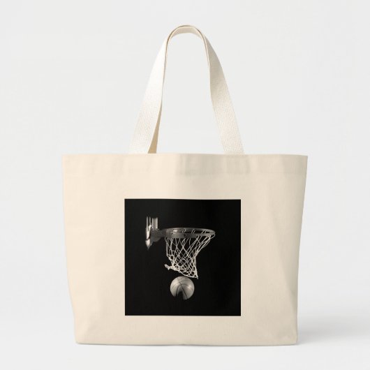 Zwart-wit Basketball Grote Tote Bag (Voorkant)