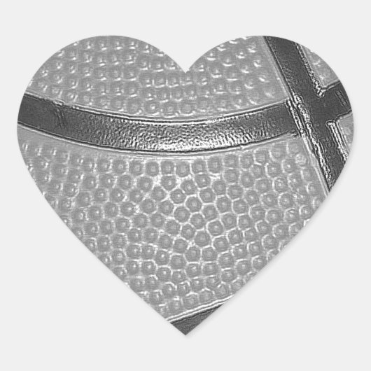 Zwart-wit Basketball Hart Sticker (Voorkant)