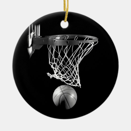 Zwart-wit Basketball Keramisch Ornament (Voorkant)