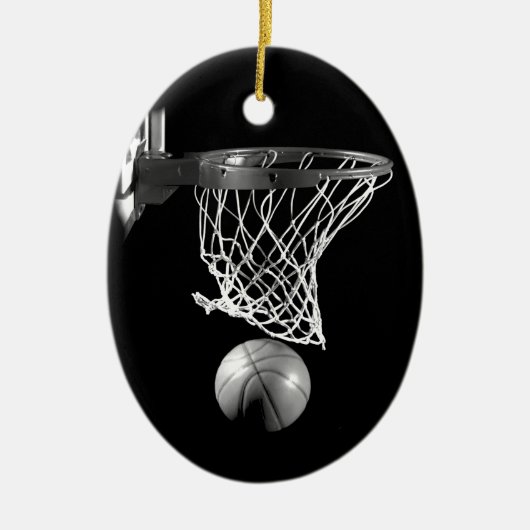 Zwart-wit Basketball Keramisch Ornament (Voorkant)