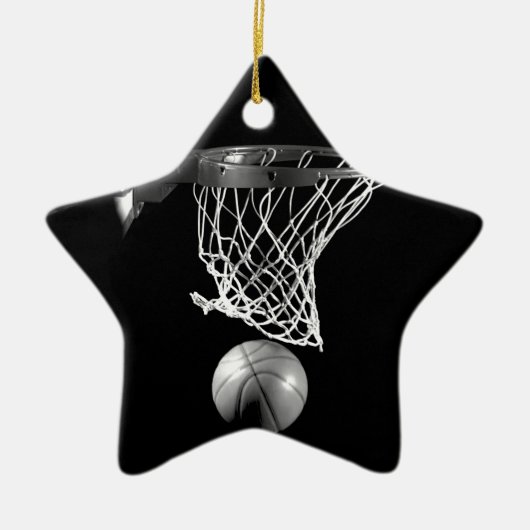 Zwart-wit Basketball Keramisch Ornament (Voorkant)