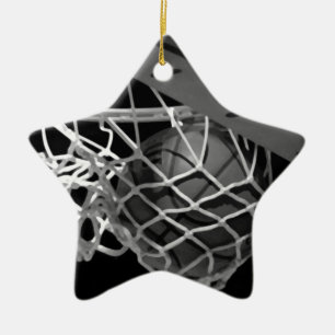 Zwart-wit Basketball Keramisch Ornament
