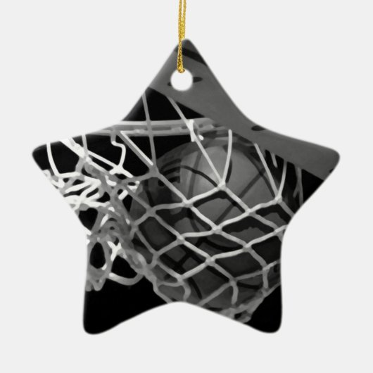 Zwart-wit Basketball Keramisch Ornament (Voorkant)