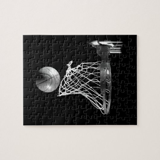 Zwart-wit Basketball Legpuzzel (Horizontaal)