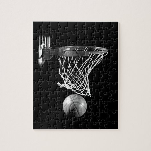 Zwart-wit Basketball Legpuzzel (Verticaal)