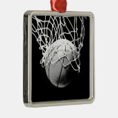 Zwart-wit Basketball Metalen Ornament (Rechts)