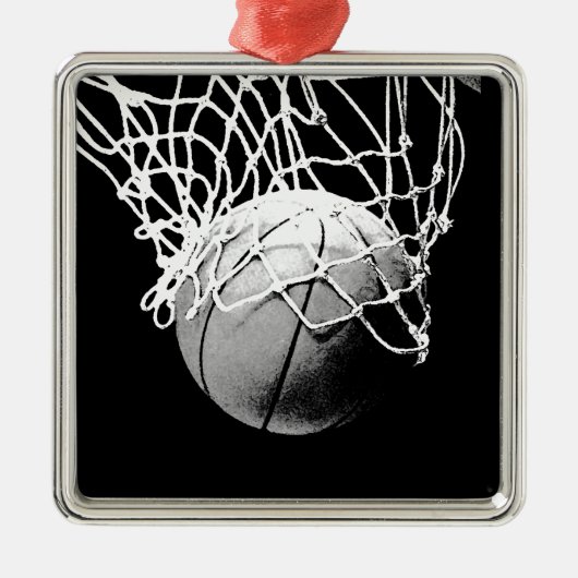 Zwart-wit Basketball Metalen Ornament (Voorkant)