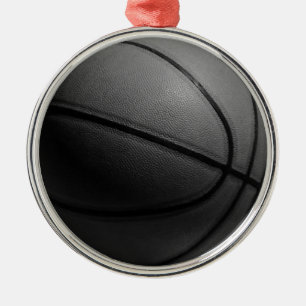 Zwart-wit Basketball Metalen Ornament