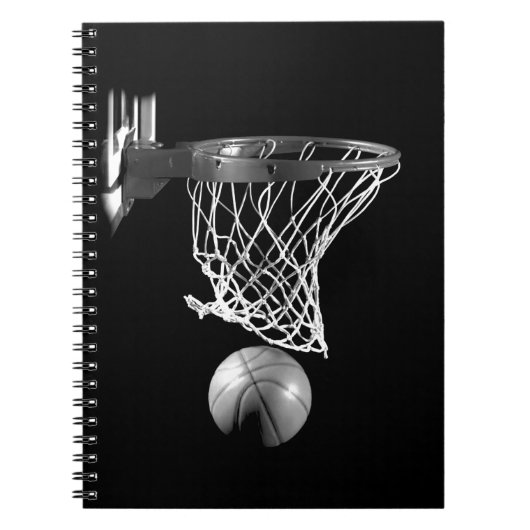 Zwart-wit Basketball Notitieboek (Voorkant)