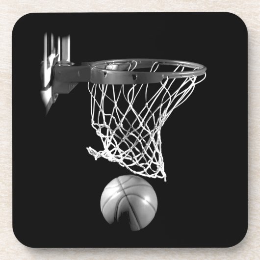 Zwart-wit Basketball Onderzetter (Voorkant)