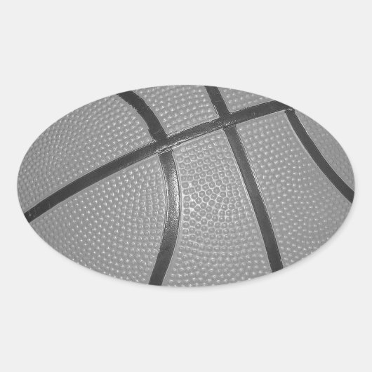 Zwart-wit Basketball Ovale Sticker (Voorkant)