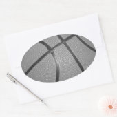 Zwart-wit Basketball Ovale Sticker (Envelop)