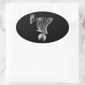 Zwart-wit Basketball Ovale Sticker (Tas)
