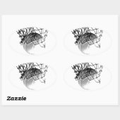 Zwart-wit Basketball Ovale Sticker (Vel)