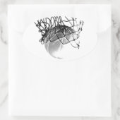 Zwart-wit Basketball Ovale Sticker (Tas)