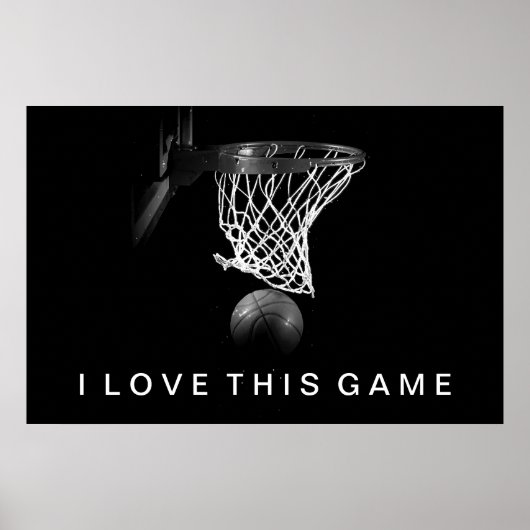 Zwart-wit Basketball-Poster Ik hou van dit spel Poster (Voorkant)