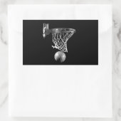 Zwart-wit Basketball Rechthoekige Sticker (Tas)
