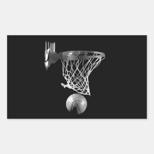 Zwart-wit Basketball Rechthoekige Sticker