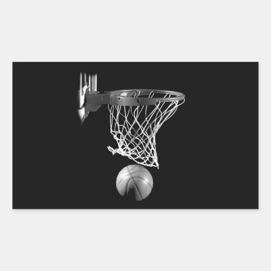 Zwart-wit Basketball Rechthoekige Sticker (Voorkant)