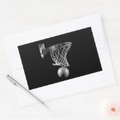 Zwart-wit Basketball Rechthoekige Sticker (Envelop)