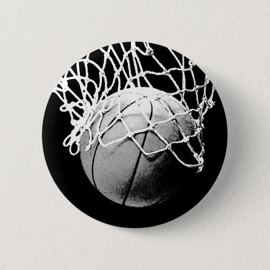 Zwart-wit Basketball Ronde Button 5,7 Cm (Voorkant)