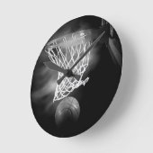 Zwart-wit Basketball Ronde Klok (Hoek)