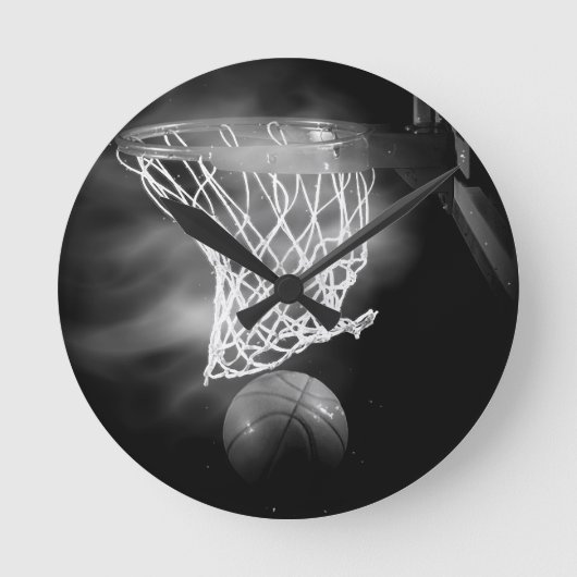 Zwart-wit Basketball Ronde Klok (Voorkant)