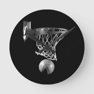 Zwart-wit Basketball Ronde Klok