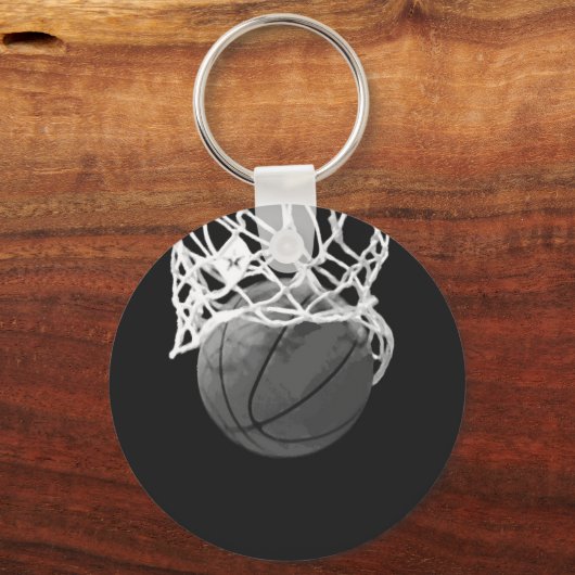 Zwart-wit Basketball Sleutelhanger (Voorkant)