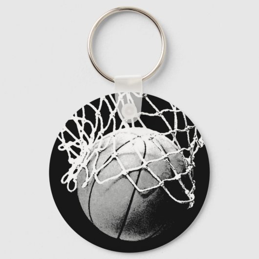 Zwart-wit Basketball Sleutelhanger (Voorkant)