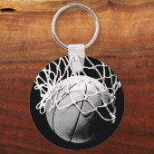 Zwart-wit Basketball Sleutelhanger (Voorkant)