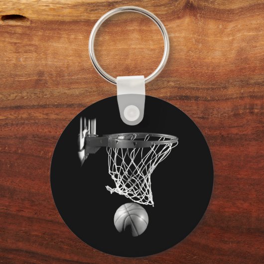 Zwart-wit Basketball Sleutelhanger (Voorkant)