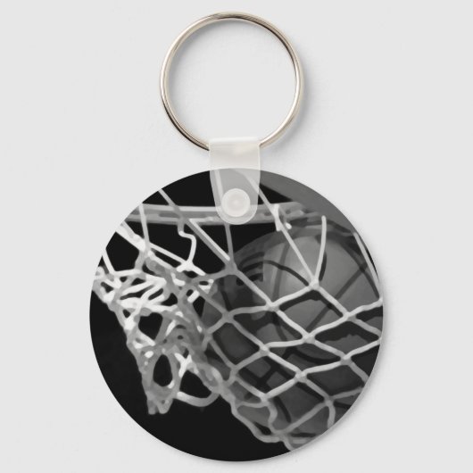 Zwart-wit Basketball Sleutelhanger (Voorkant)