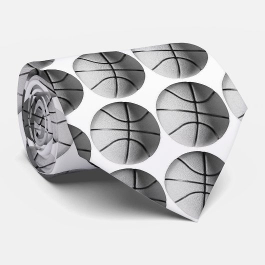 Zwart-wit Basketball Stropdas (Opgerold)